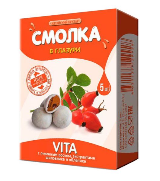 Смолка Алтайский нектар VITA (витамины) драже в глазури, 5 шт фотография